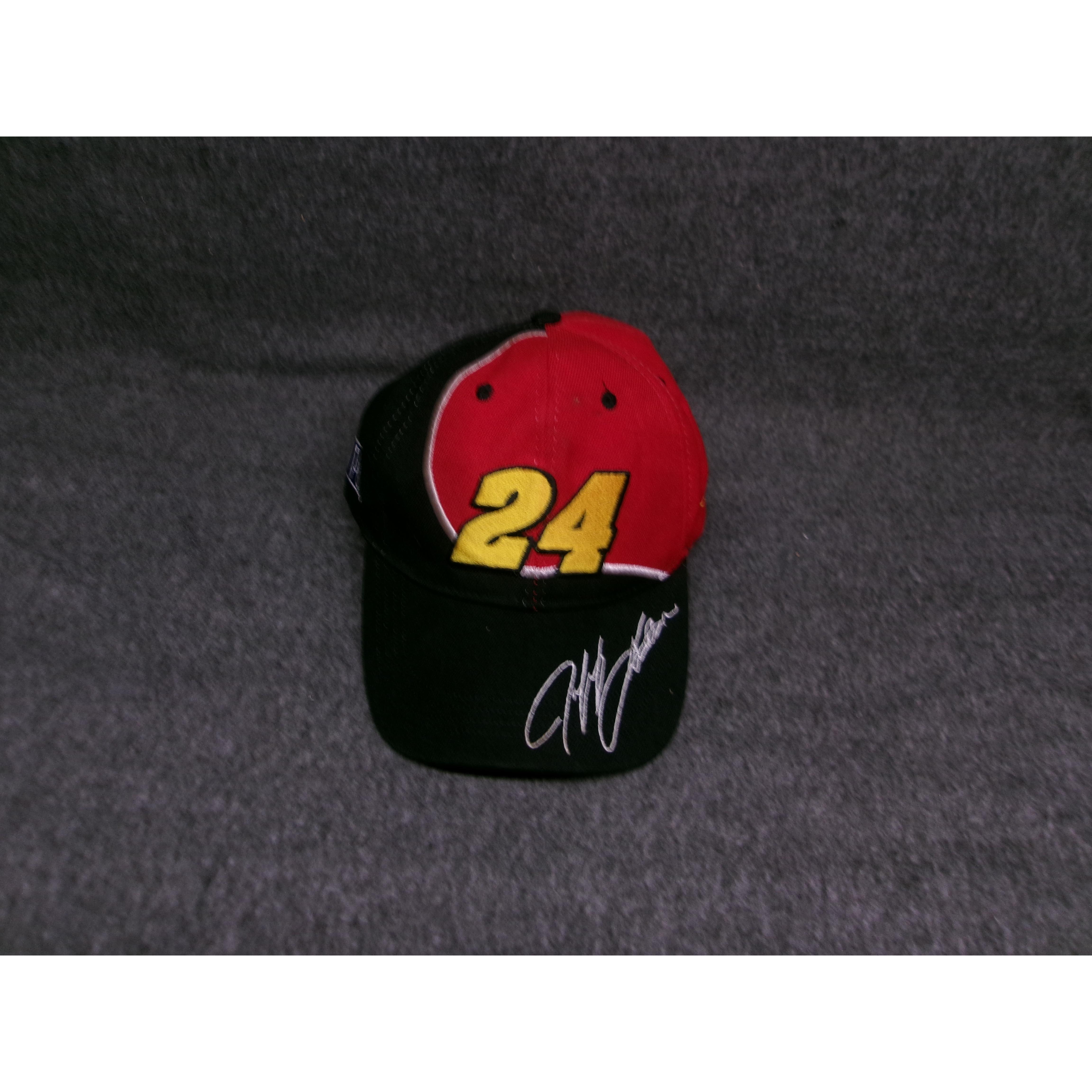 Jeff Gordon Hat Cap Strap Back Mens Red Nascar Autographed Memorabilia 24